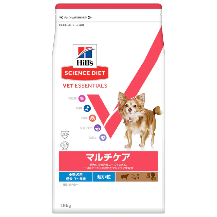 【ヒルズ】〈犬用〉ベット・エッセンシャル 小型犬用 マルチケア(避妊・去勢後にも) 超小粒 成犬 1~6歳 ラム&ライス